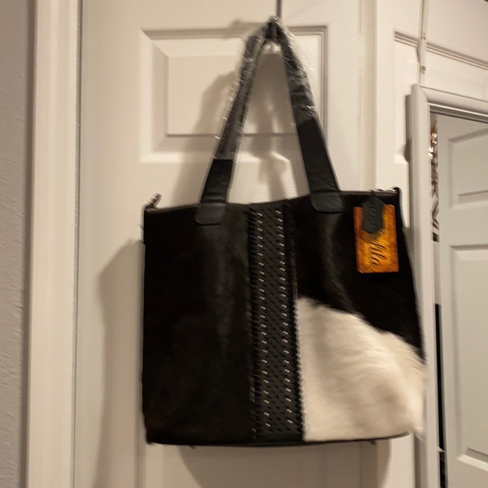 Large leather and calf-skin purse